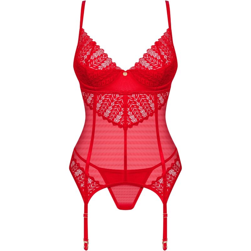 OBSESSIVE - CORSÉ Y TANGA INGRIDIA ROJO XS/S