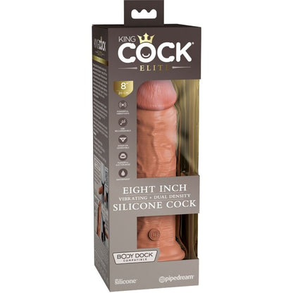 KING COCK - DILDO REALISTA ELITE VIBRADOR Y SILICONA 20,3 CM CARAMELO