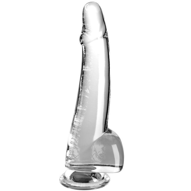 KING COCK - DILDO TRANSPARENTE CON TESTICULOS 19 CM