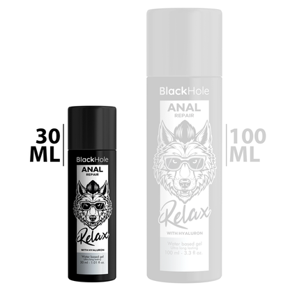 BLACK HOLE - REPARADOR ANAL RELAX A BASE DE AGUA CON HIALURÓN 30 ML