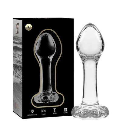 SERIE NEBULA DE IBIZA - MODELO 2 PLUG ANAL CRISTAL BOROSILICATO TRANSPARENTE 11 CM -O- 3,5 CM