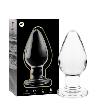 SERIE NEBULA DE IBIZA - MODELO 3 PLUG ANAL CRISTAL BOROSILICATO TRANSPARENTE 11 CM -O- 5 CM