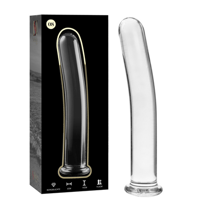 SERIE NEBULA DE IBIZA - MODELO 8 DILDO CRISTAL BOROSILICATO TRANSPARENTE 14,5 CM -O- 2 CM