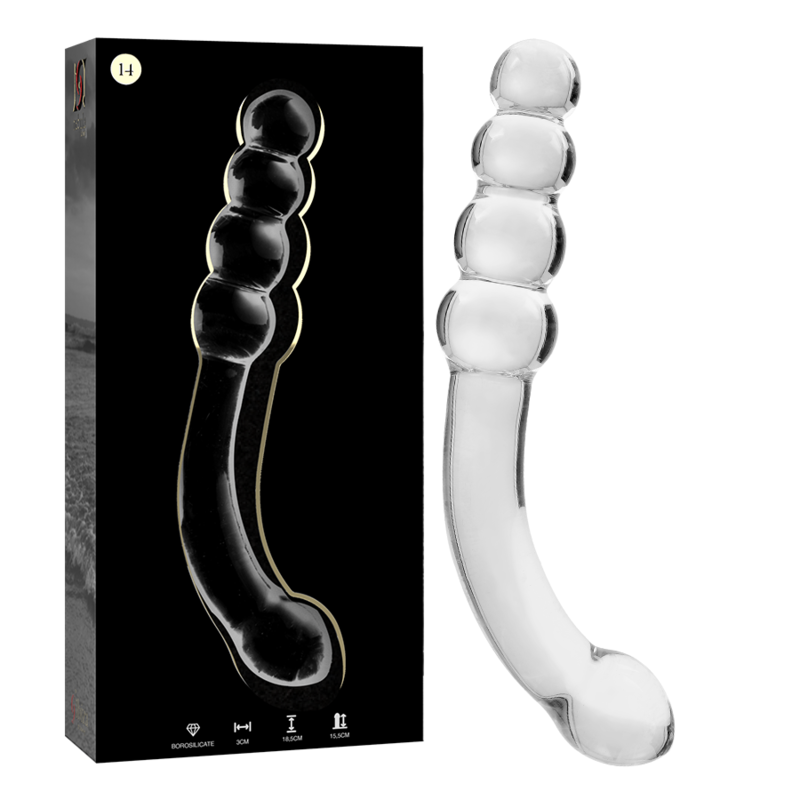 SERIE NEBULA DE IBIZA - MODELO 14 DILDO CRISTAL BOROSILICATO TRANSPARENTE 18,5 CM -O- 3 CM