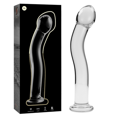 SERIE NEBULA DE IBIZA - MODELO 18 DILDO CRISTAL BOROSILICATO TRANSPARENTE 18,5 CM -O- 3,5 CM