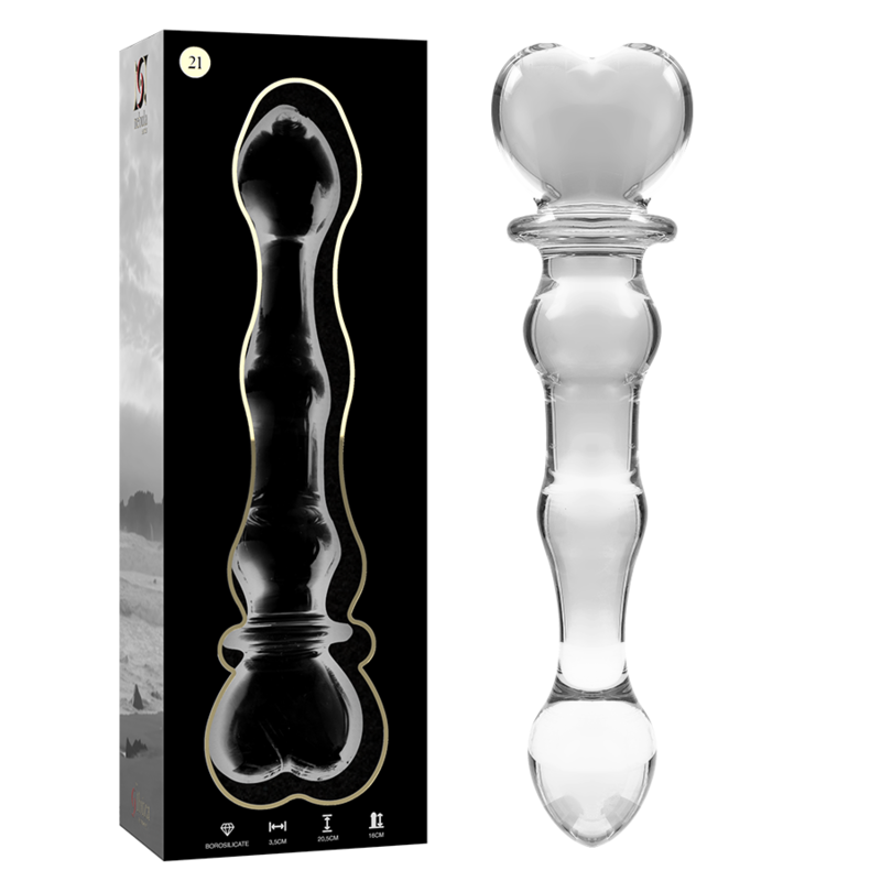 SERIE NEBULA DE IBIZA - MODELO 21 DILDO CRISTAL BOROSILICATO TRANSPARENTE 20,5 CM -O- 3,5 CM