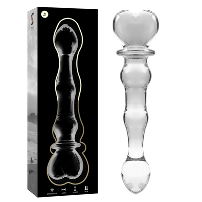 SERIE NEBULA DE IBIZA - MODELO 21 DILDO CRISTAL BOROSILICATO TRANSPARENTE 20,5 CM -O- 3,5 CM