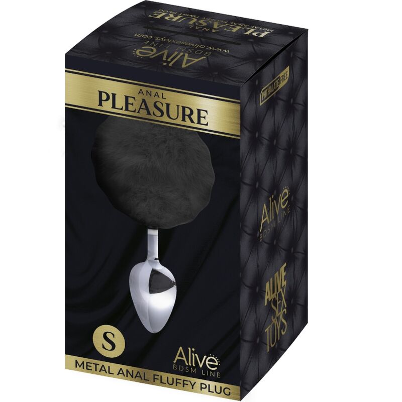 ALIVE - PLUG DE PLACER ANAL LISO DE METAL ESPONJOSO NEGRO TALLA S