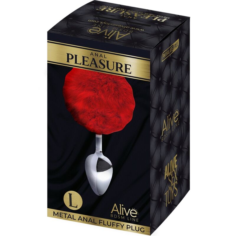 ALIVE - PLUG DE PLACER ANAL LISO DE METAL ESPONJOSO ROJO TALLA L