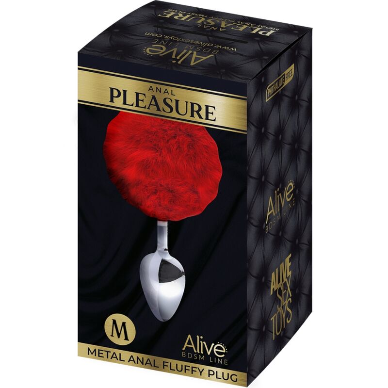 ALIVE - PLUG DE PLACER ANAL LISO DE METAL ESPONJOSO ROJO TALLA M