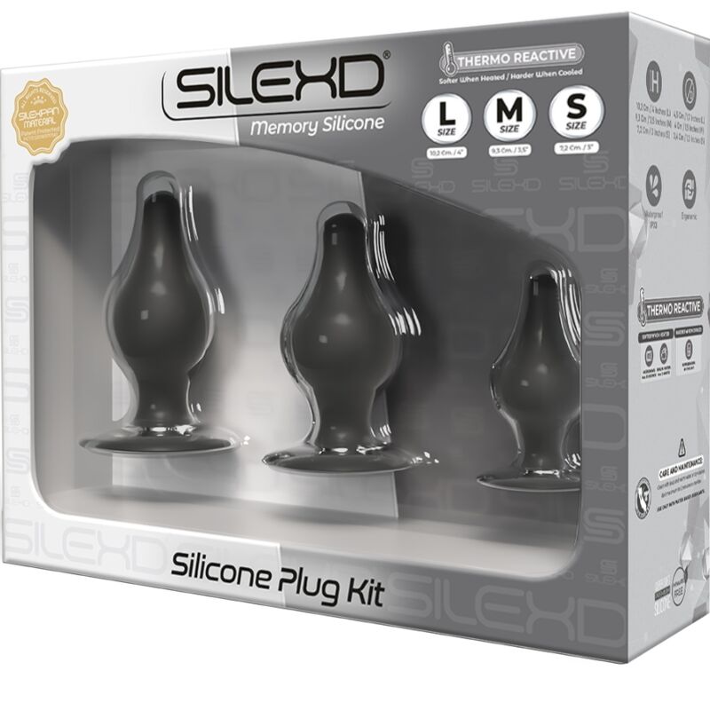 SILEXD - KIT ANAL PLUG PREMIUM SILEXPAN SILICONE THERMOREACTIVE SIZE S / M / L