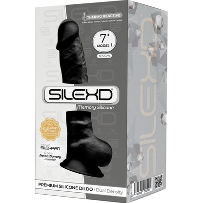 SILEXD - MODELO 1 PENE REALISTA PREMIUM SILEXPAN SILICONA NEGRO 17,5 CM