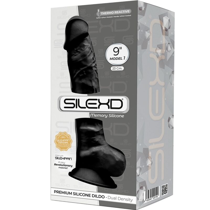 SILEXD - MODELO 1 PENE REALISTA PREMIUM SILEXPAN SILICONA NEGRO 23 CM