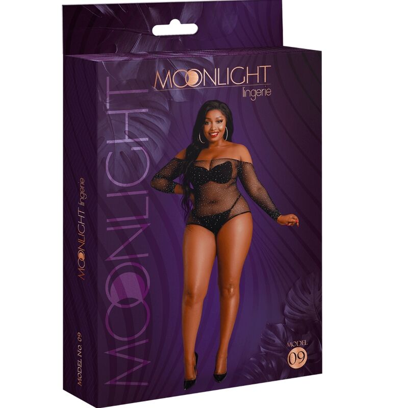 MOONLIGHT - MODELO 9 BODY DE MANGA LARGA NEGRO BRILLANTE TALLA GRANDE