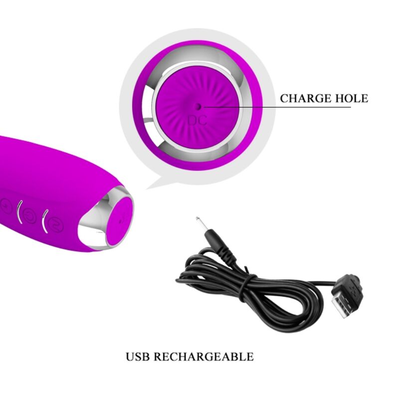 PRETTY LOVE - VIBRADOR ELECTROSHOCK RECARGABLE HECTOR IMPERMEABLE MORADO