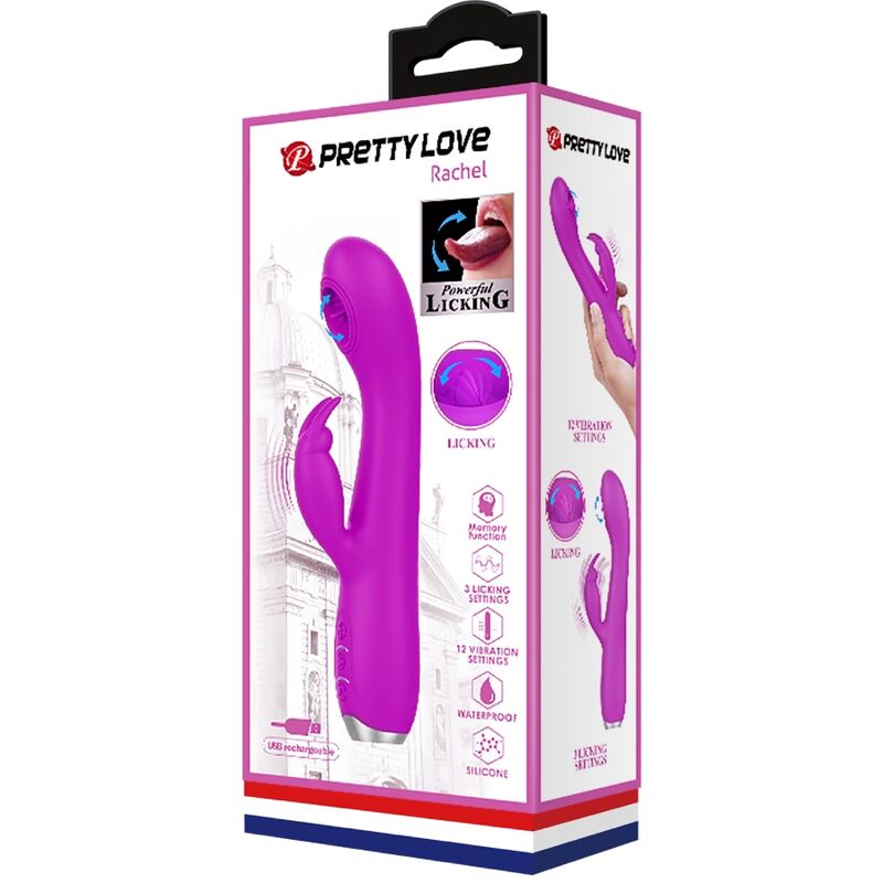 PRETTY LOVE - RACHEL RECHARGEABLE VIBRATOR WITH PURPLE SUCKER