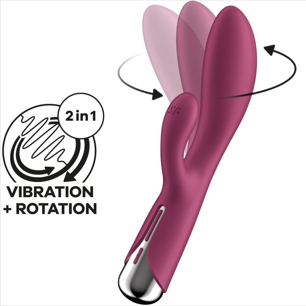 SATISFYER - CONEJO GIRATORIO 1 ESTIMULACIÓN DEL CLÍTORIS Y PUNTO G ROJO