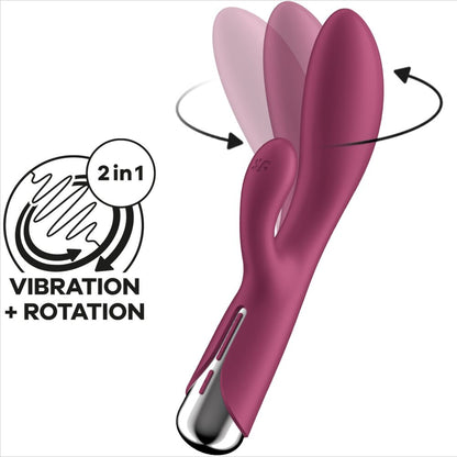 SATISFYER - CONEJO GIRATORIO 1 ESTIMULACIÓN DEL CLÍTORIS Y PUNTO G ROJO