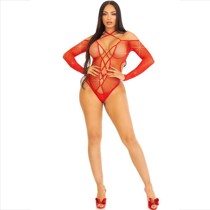 LEG AVENUE - BODY SIN ENTREPIERNA CON BRILLO ROJO