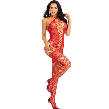 LEG AVENUE - BODYSTOCKING CUELLO HALTER CORAZONES ROJOS ROJOS