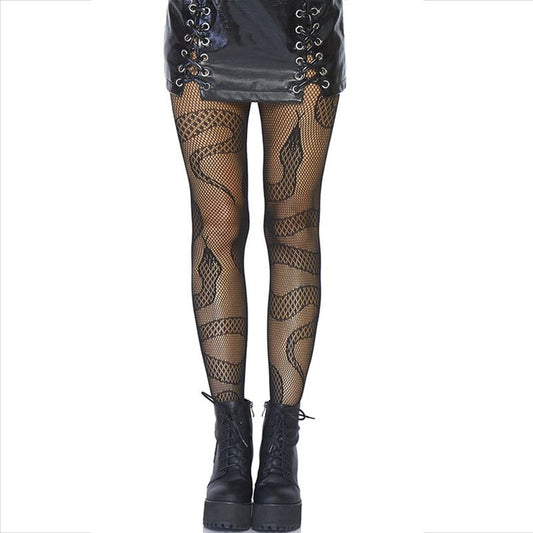 LEG AVENUE - STOCKINGS NET SNAKES BLACK