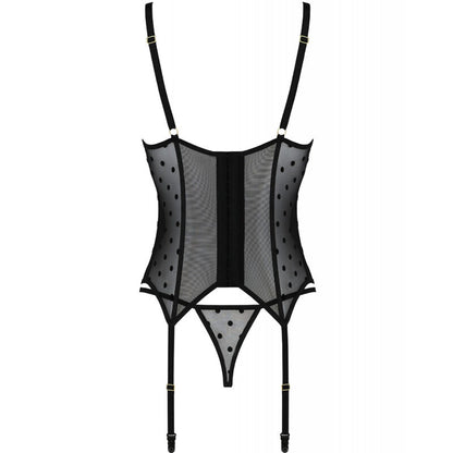 PASSION - CORSET Y TANGA MARINA NEGRO S/M