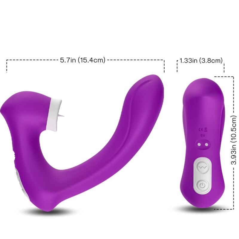 ARMONY - SECRETKISS - VIBRADOR PARA LAMER EL CLÍTORIS Y VIBRADOR CURVO MORADO