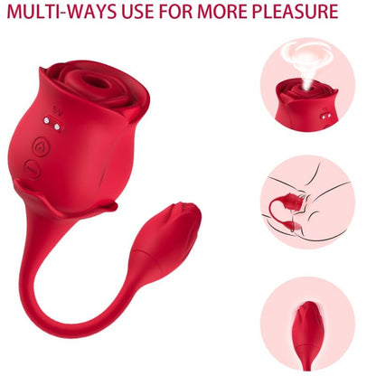 ARMONY - ROSE LICKING VIBRATOR DE CLÍTORIS Y VIBRADOR 10 MODOS ROJO