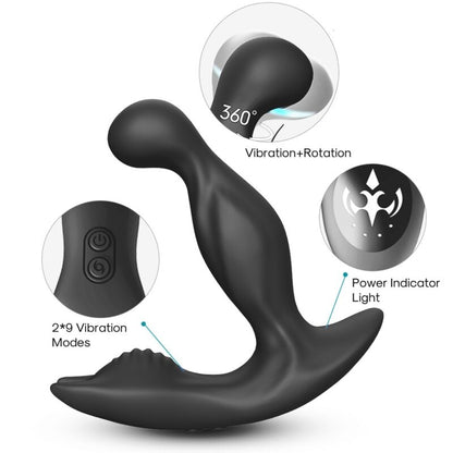 ARMONY - BAT KING VIBRADOR ANAL ROTADOR DE PRÓSTATA CONTROL REMOTO NEGRO