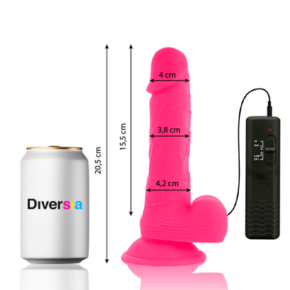 DIVERSIA - DILDO VIBRADOR FLEXIBLE ROSA 20,5 CM -O- 4,2 CM