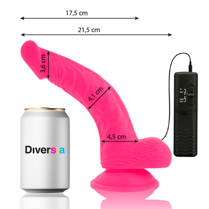 DIVERSIA - DILDO VIBRADOR FLEXIBLE ROSA 21,5 CM -O- 4,5 CM