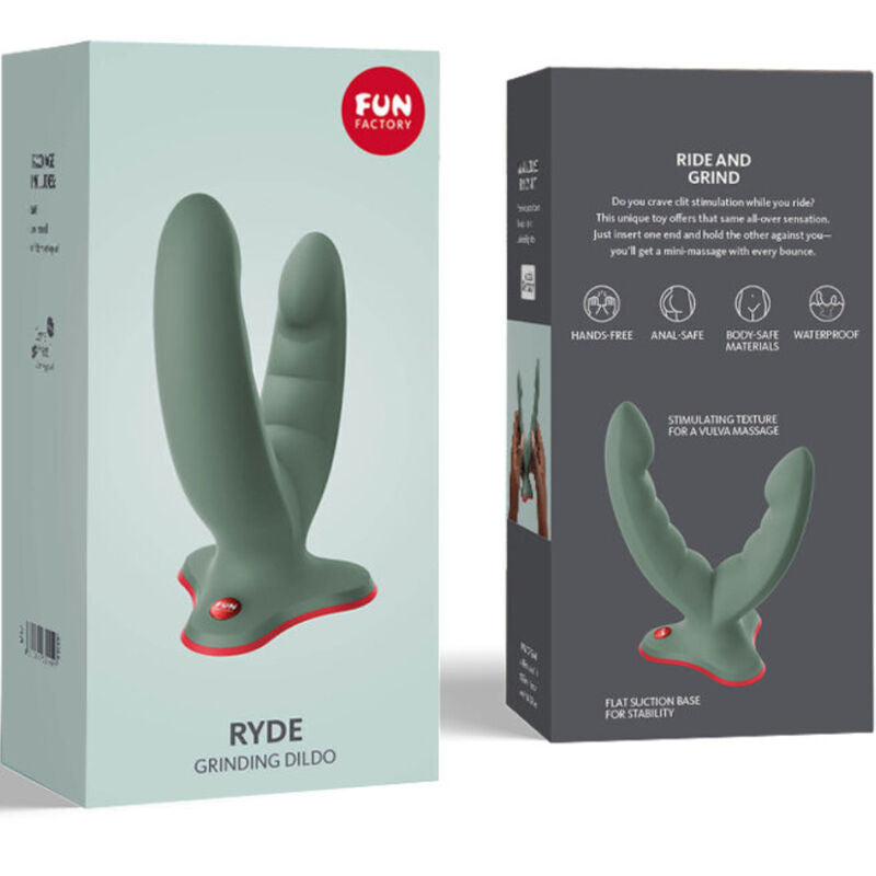 FUN FACTORY - RYDE DILDO DOBLE Y MASAJEADOR VERDE