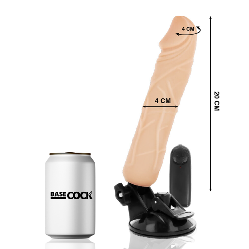 BASECOCK - VIBRADOR REALISTA CONTROL REMOTO CARNE 20 CM -O- 4 CM