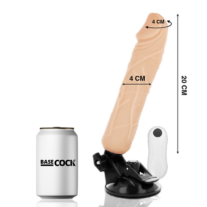 BASECOCK - VIBRADOR REALISTA CONTROL REMOTO CARNE 20 CM -O- 4 CM