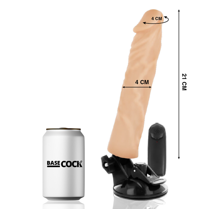 BASECOCK - VIBRADOR REALISTA CONTROL REMOTO CARNE 21 CM -O- 4 CM