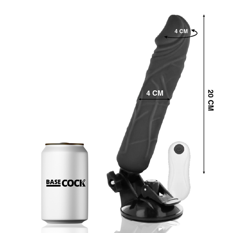 BASECOCK - VIBRADOR REALISTA CONTROL REMOTO CARNE 20 CM -O- 4 CM