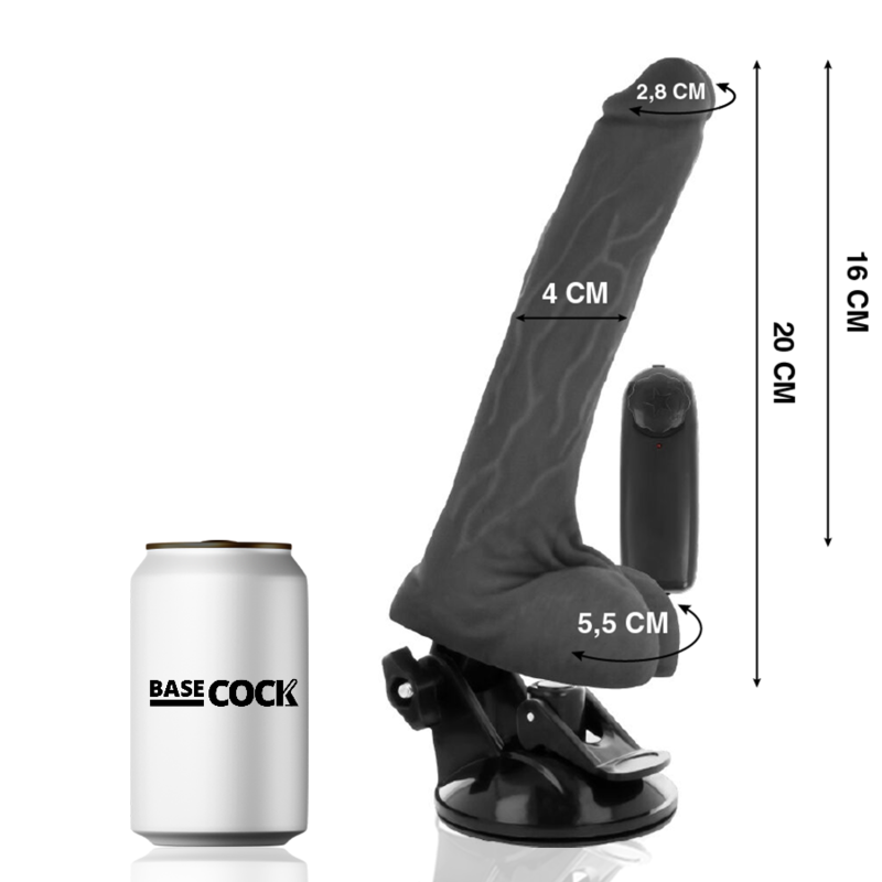 BASECOCK - REALISTIC NATURAL REMOTE CONTROL VIBRATOR WITH TESTICLES 20 CM -O- 4 CM