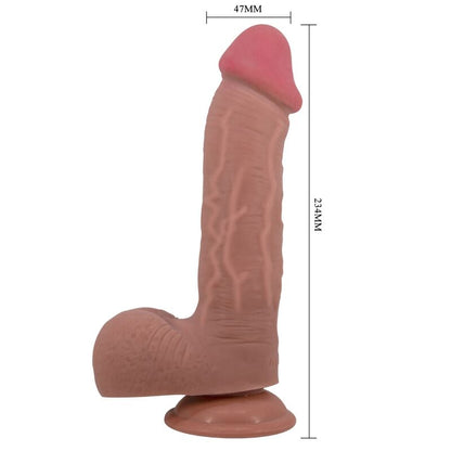 PRETTY LOVE - SERIE PIEL DESLIZANTE DILDO REALISTA CON VENTOSA PIEL DESLIZANTE MARRÓN 23,4 CM