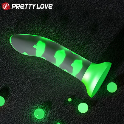 PRETTY LOVE - DILDO MÁGICO NIGHTFALL SIN VIBRACIÓN VERDE LUMINOSO