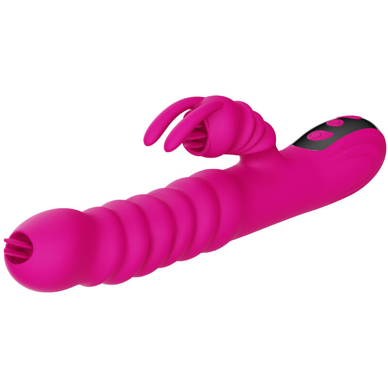 ARMONY - VIBRADOR MULTIFUNCIÓN DOBLE LENGUA CONEJO FUCSIA EFECTO CALOR