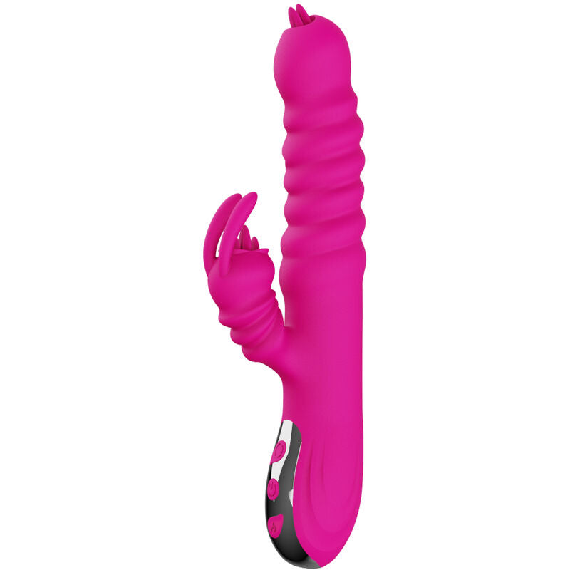 ARMONY - VIBRADOR MULTIFUNCIÓN DOBLE LENGUA CONEJO FUCSIA EFECTO CALOR