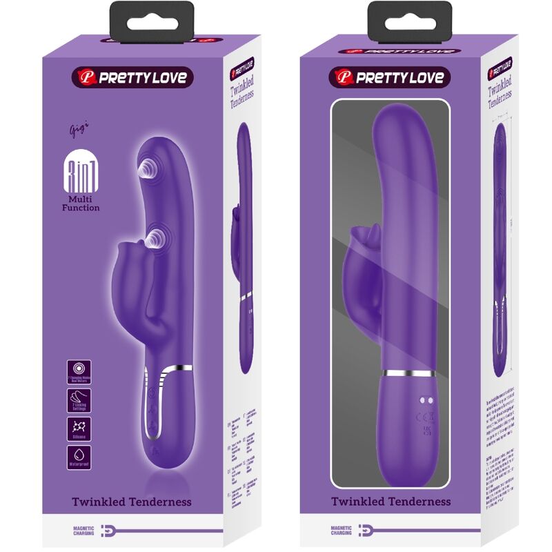 PRETTY LOVE - VIBRADOR CONEJO CON LAMIDOS MORADO