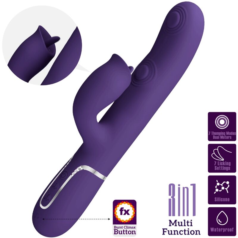 PRETTY LOVE - VIBRADOR CONEJO CON LAMIDOS MORADO