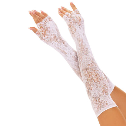 LEG AVENUE - GUANTES SIN DEDOS DE RED FLORAL NEGROS