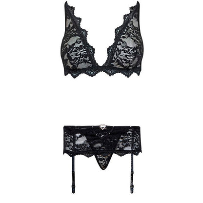 LIVCO CORSETTI FASHION - BELITA LC 90231 SUJETADOR + BRAGUITA + LIGUERO NEGRO S/M