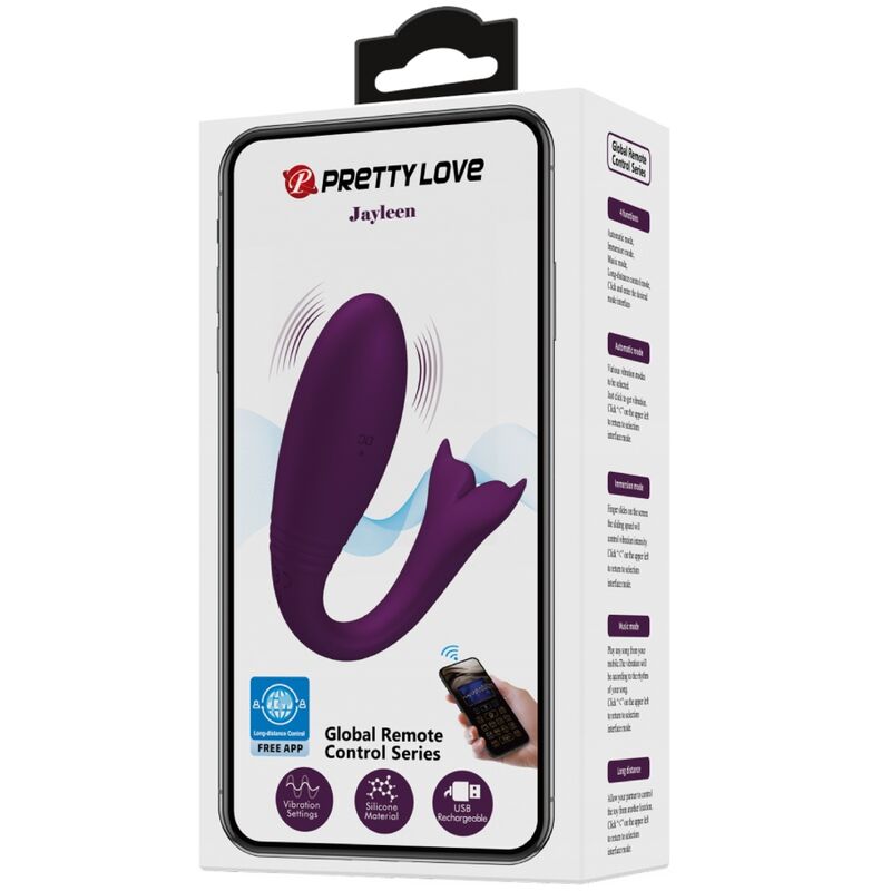 PRETTY LOVE - VIBRADOR JAYLEEN CON CONTROL REMOTO Y APLICACIÓN PÚRPURA