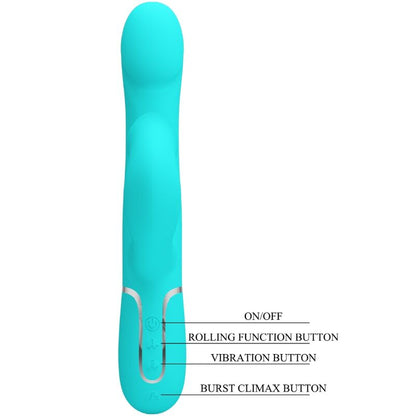 PRETTY LOVE - RABBIT VIBRATOR PEARLS AQUA GREEN