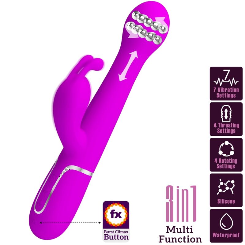 PRETTY LOVE - VIBRADOR CONEJO DEJON 3 EN 1 MULTIFUNCIÓN VIOLETA