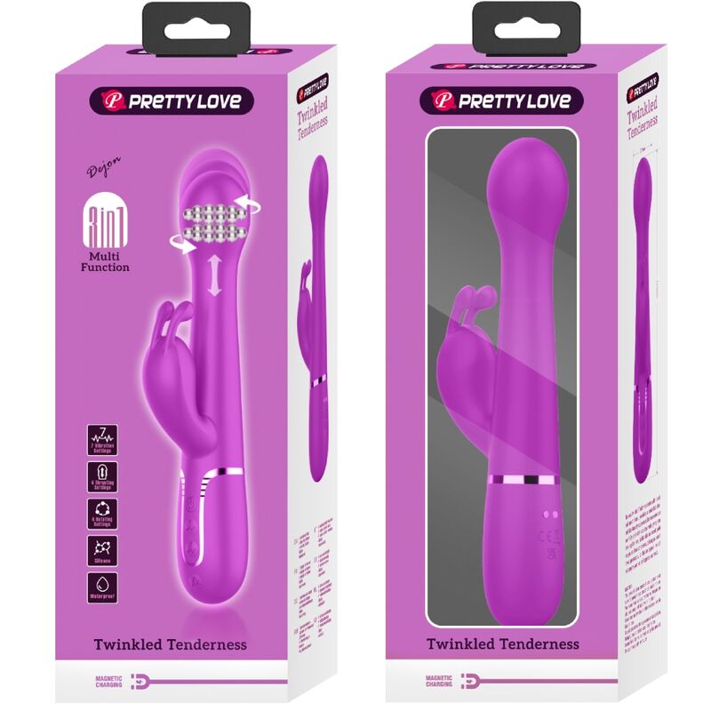 PRETTY LOVE - VIBRADOR CONEJO DEJON 3 EN 1 MULTIFUNCIÓN VIOLETA