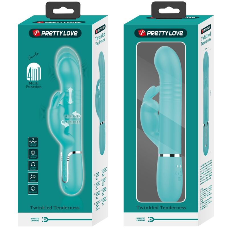 PRETTY LOVE - VIBRADOR CONEJO COALE PERLAS VERDE AGUA